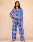 PURPLE POLKA DOT SILK SET