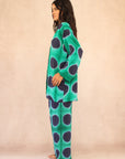 GREEN POLKA DOT SILK SET