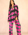 BLACK POLKA DOT SILK SET
