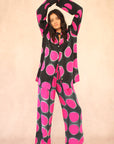 BLACK POLKA DOT SILK SET