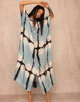 MOON DYE SILK KAFTAN DRESS BLUE