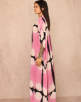 MOON DYE SILK KAFTAN DRESS PINK