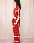 SHIBORI SILK SET RED POPPY