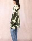 CASHMERE TIE DYE CARDIGAN FOREST GREEN