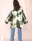 CASHMERE TIE DYE CARDIGAN FOREST GREEN