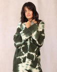 CASHMERE TIE DYE CARDIGAN FOREST GREEN