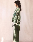 CASHMERE TIE DYE SET FOREST GREEN