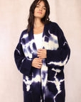 CASHMERE TIE DYE CARDIGAN NAVY