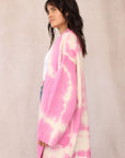 CASHMERE TIE DYE CARDIGAN PINK LILY