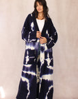 CASHMERE TIE DYE LONG CARDIGAN NAVY NIGHT