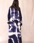 CASHMERE TIE DYE LONG CARDIGAN NAVY NIGHT