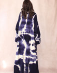 CASHMERE TIE DYE LONG CARDIGAN NAVY NIGHT