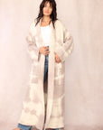 CASHMERE TIE DYE LONG CARDIGAN BEIGE SAND