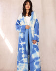 CASHMERE TIE DYE LONG CARDIGAN OCEAN BLUE