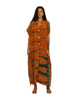 SHIBORI SILK KAFTAN DRESS