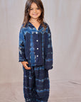 KIDS SHIBORI SILK SET NAVY