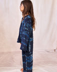 KIDS SHIBORI SILK SET NAVY