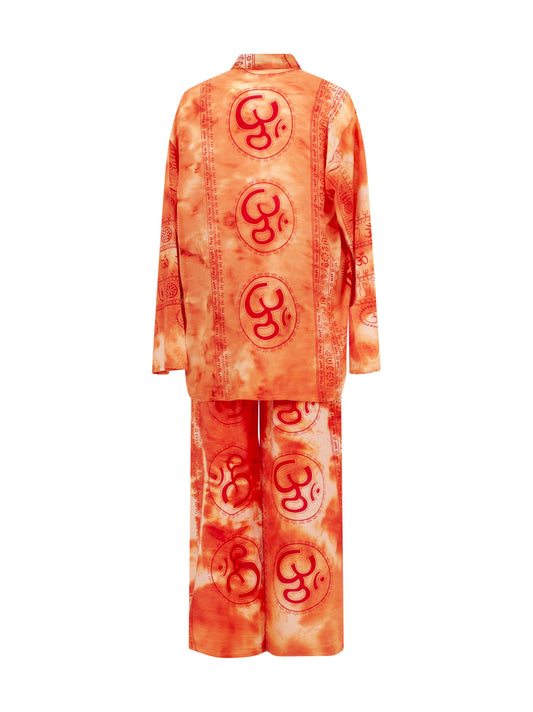 Mantra Orange Tie Dye Cotton Set OM Collection