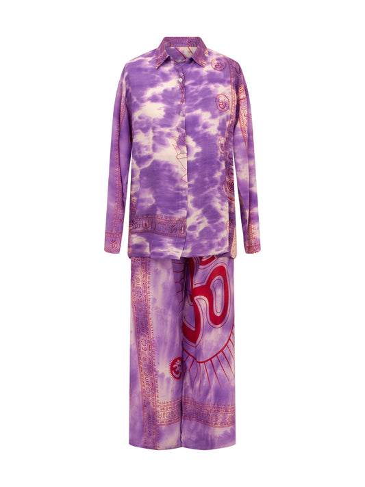 Mantra Purple Tie Dye Cotton Set OM Collection