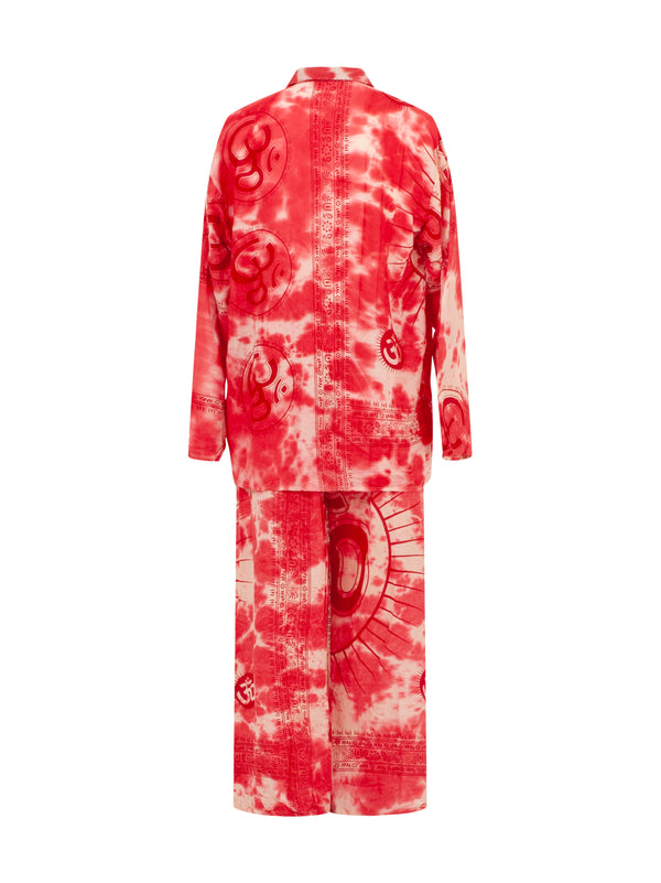 Mantra Red Tie dye Cotton Set OM Collection