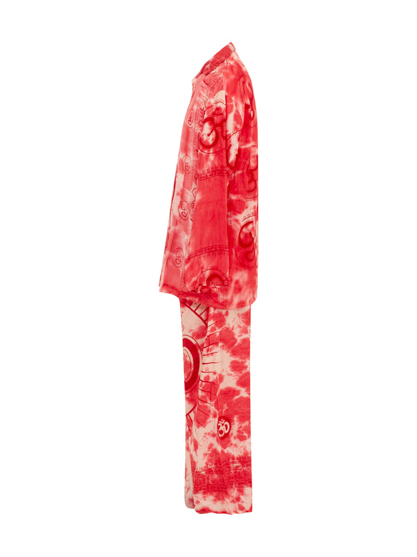 Mantra Red Tie dye Cotton Set OM Collection