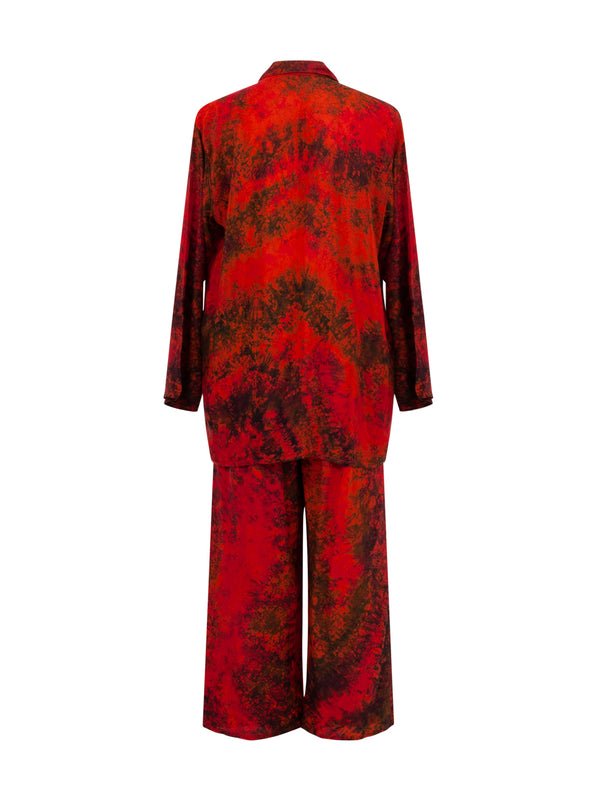 California Tie Dye Silk Set - Red