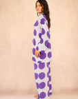 WHITE POLKA DOT SILK SET