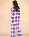 WHITE POLKA DOT SILK SET