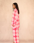 PINK POLKA DOT SILK SET