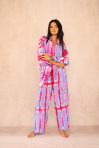 SHIBORI SILK SET PINK LILAC