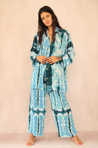 SHIBORI SILK SET AQUAMARINE BLUE