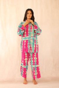 SHIBORI SILK SET PINK CORAL
