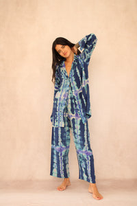 SHIBORI SILK SET OCEAN BLUE