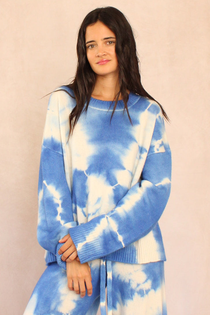 Blue Ocean cashmere tie dye sweater, front