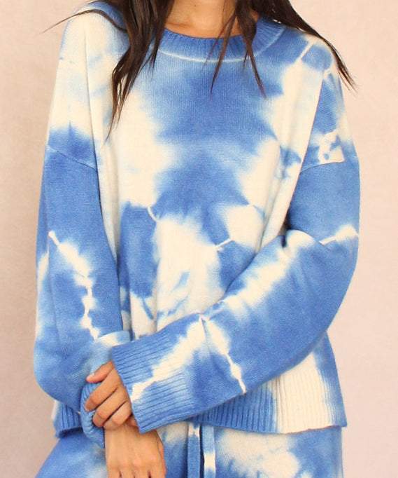 Blue Ocean cashmere tie dye sweater, front