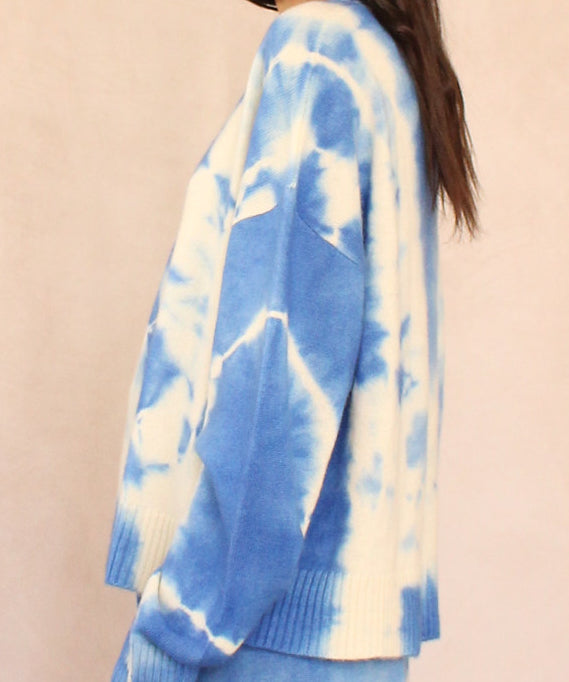 Blue Ocean cashmere tie dye sweater, side