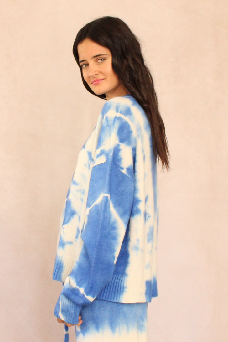 Blue Ocean cashmere tie dye sweater, side