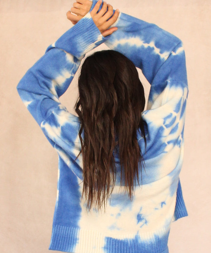 Blue Ocean cashmere tie dye sweater, back