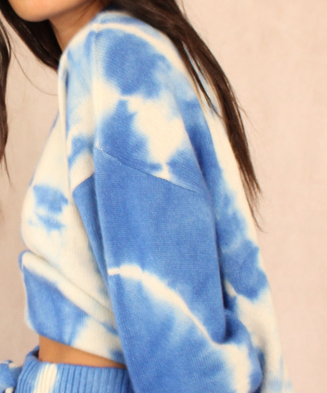 Blue Ocean cashmere tie dye sweater, detail