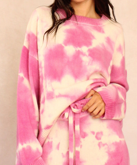 Pink Lily cashmere tie dye sweater, front