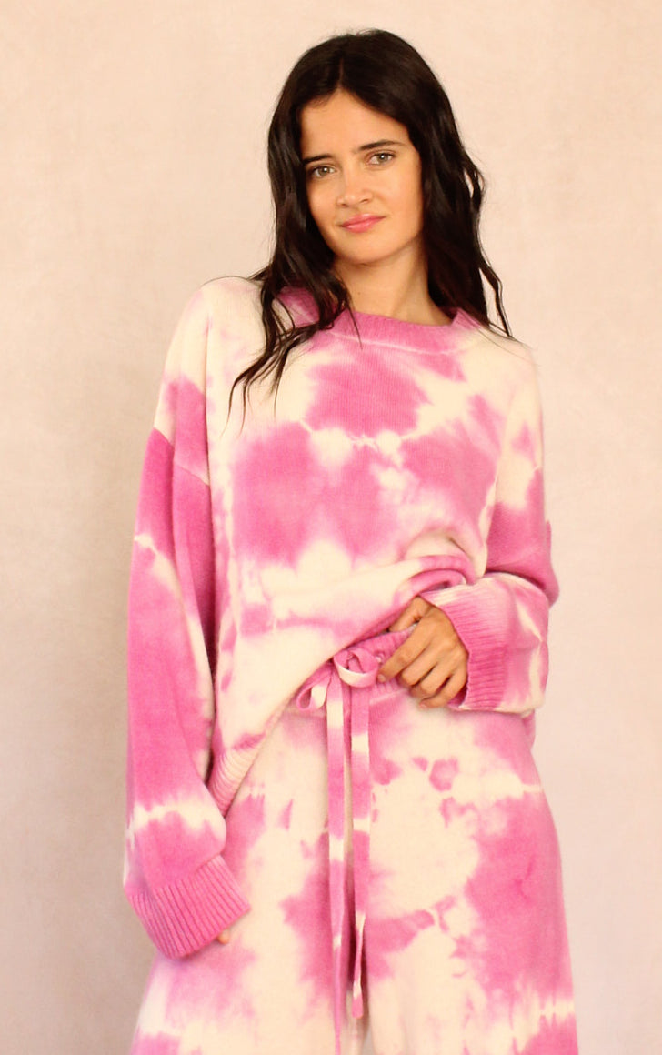 Pink Lily cashmere tie dye sweater, front
