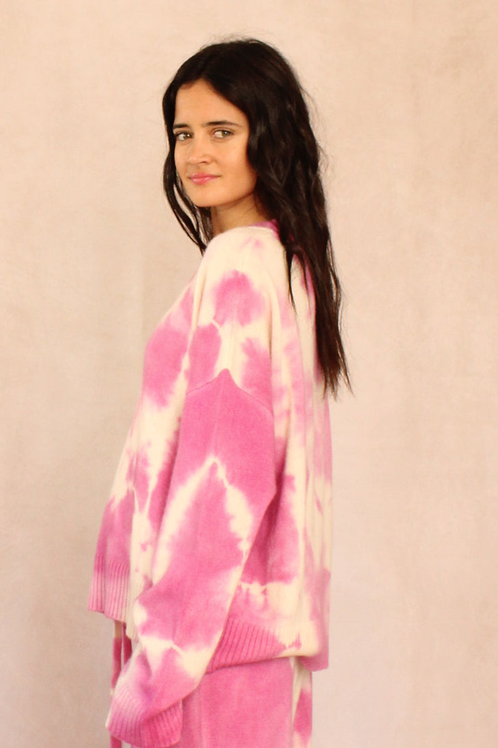 Pink Lily cashmere tie dye sweater, side