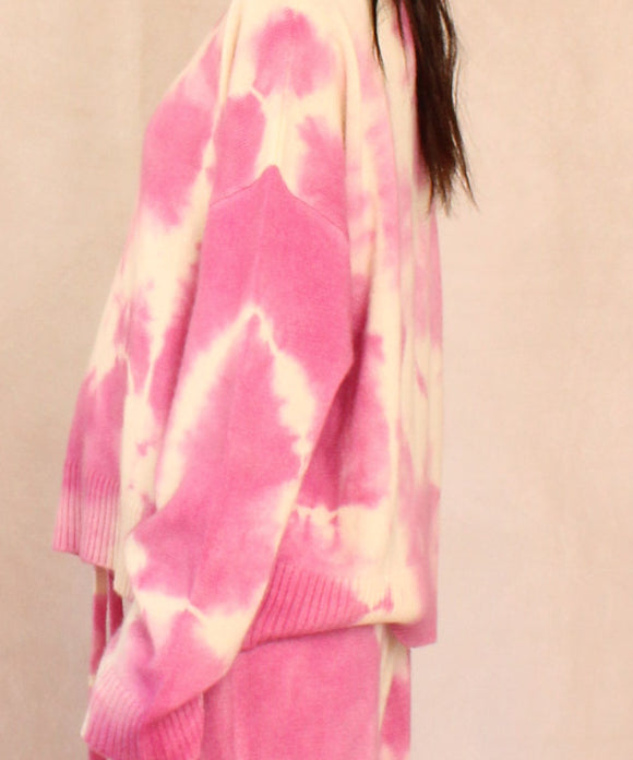 Pink Lily cashmere tie dye sweater, side