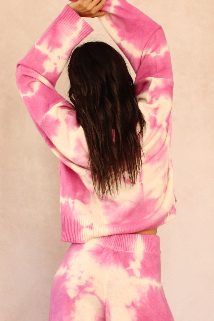 Pink Lily cashmere tie dye sweater, back