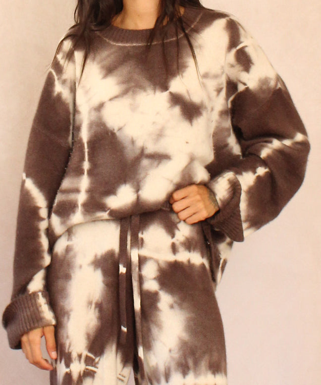 Brown cashmere tie dye sweater, front