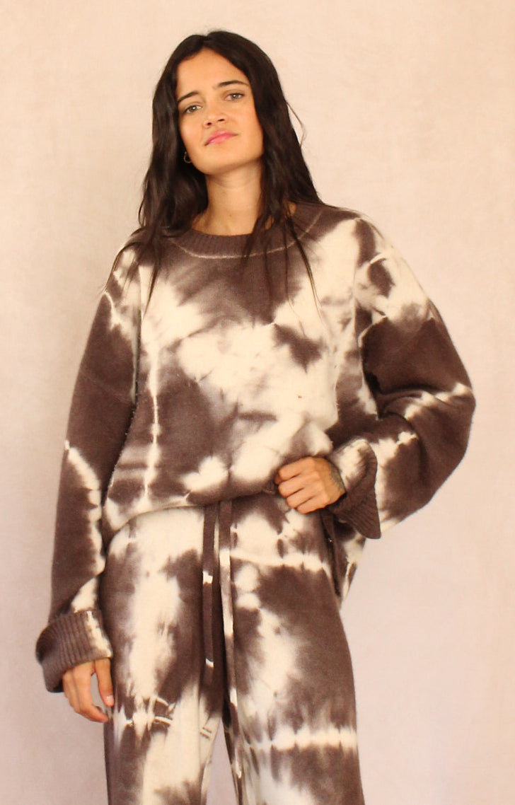 Brown cashmere tie dye sweater, front