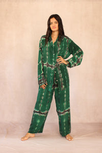 SHIBORI SILK SET KELP GREEN