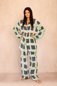 Square Graphic Silk Set Green