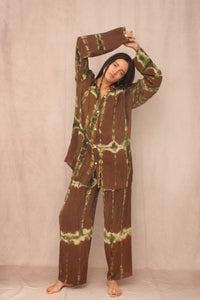 SHIBORI SILK SET CHOCOLATE BROWN
