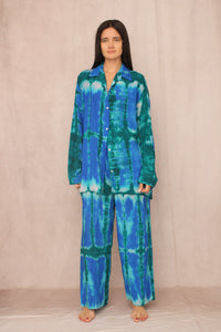 SHIBORI SILK SET ELECTRIC BLUE
